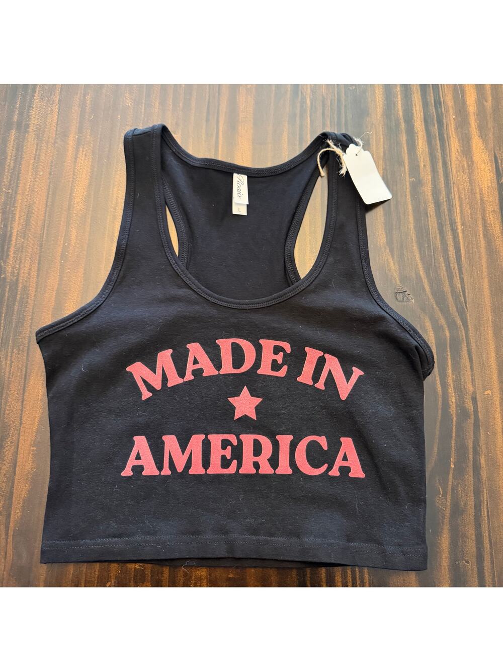 NWT Made in America Black and Red Cropped Tank Women's Size Large